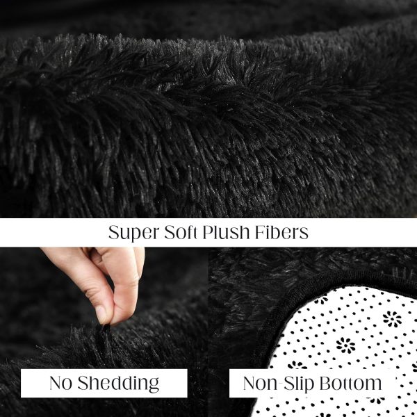 Black Rug, 8x10 Area Rugs for Living Room, Soft Plush Area Rugs for Bedroom, Non-Slip Indoor Carpet for Nursery, Study Room, Kids Room, Room Decor - Image 3