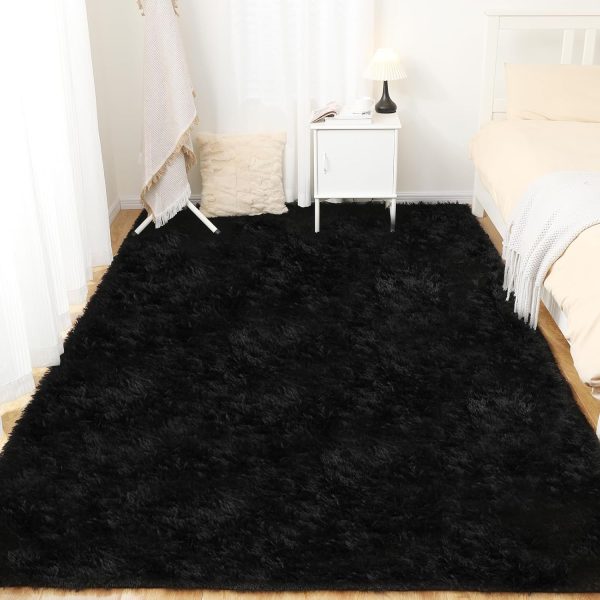 Black Rug, 8x10 Area Rugs for Living Room, Soft Plush Area Rugs for Bedroom, Non-Slip Indoor Carpet for Nursery, Study Room, Kids Room, Room Decor - Image 5