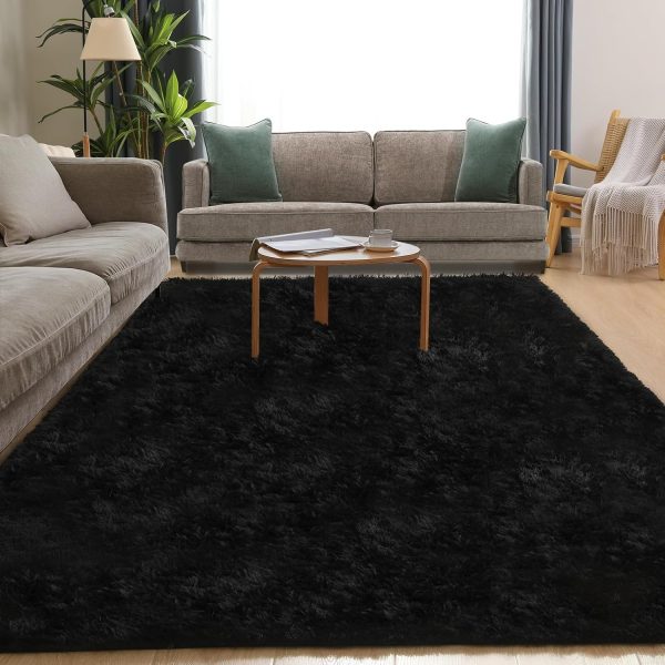 Black Rug, 8x10 Area Rugs for Living Room, Soft Plush Area Rugs for Bedroom, Non-Slip Indoor Carpet for Nursery, Study Room, Kids Room, Room Decor - Image 7