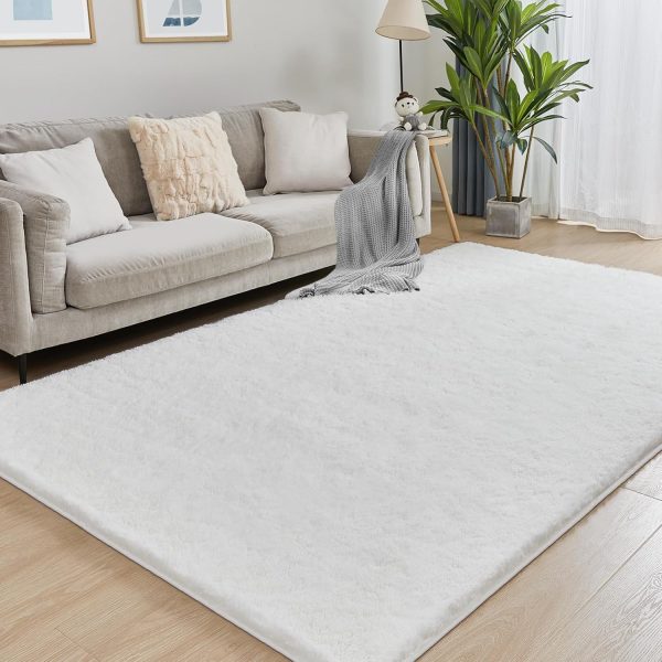 Ultra Soft Area Rugs for Living Room, 5x7 Tie-Dyed Light Grey Fluffy Plush Rugs for Bedroom, Non-Slip Floor Carpet for Nursery, Bedside, Playroom, Corridor, Indoor Decor - Image 20