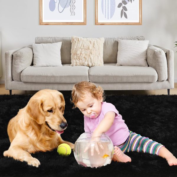 Ultra Soft Area Rugs for Living Room, 5x7 Tie-Dyed Light Grey Fluffy Plush Rugs for Bedroom, Non-Slip Floor Carpet for Nursery, Bedside, Playroom, Corridor, Indoor Decor - Image 31