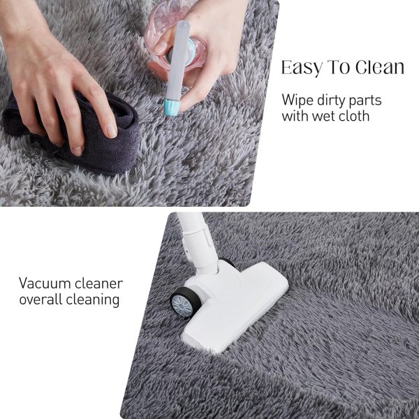 Fluffy Shag Area Rug, 4x6 Grey Rugs for Bedroom, Soft Plush Area Rugs for Living Room, Non-Slip Indoor Carpet for Nursery, Study Room, Dressing Room, Home Decor - Image 6