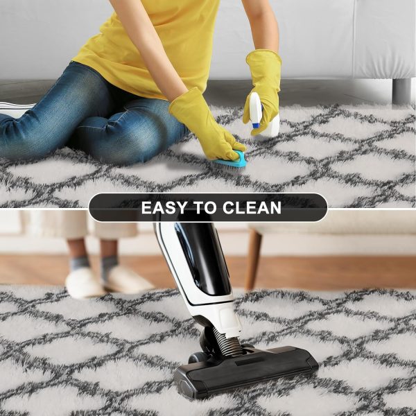 Plush Area Rug 4x6 Feet High Pile Rugs for Living Room, Ultra Soft Indoor Carpet for Bedroom, Kids Room, Playroom, Home Decor, Geometric, Light Grey/White - Image 14