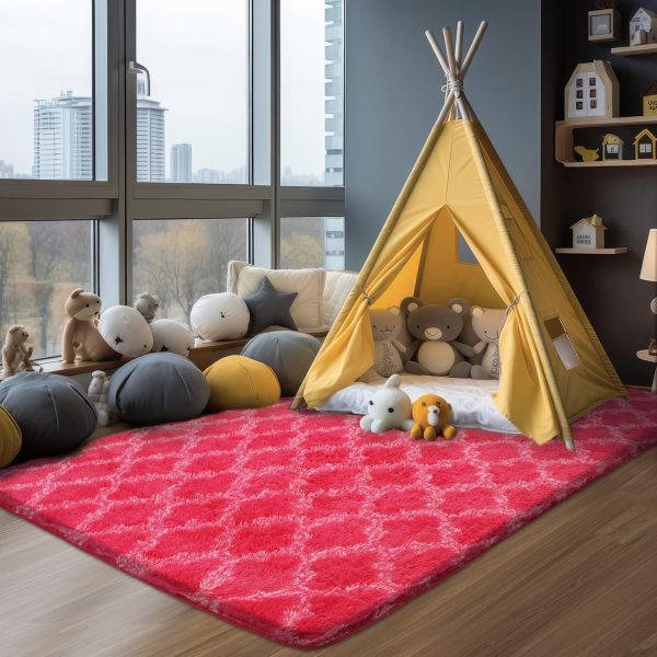 Plush Area Rug 4x6 Feet High Pile Rugs for Living Room, Ultra Soft Indoor Carpet for Bedroom, Kids Room, Playroom, Home Decor, Geometric, Light Grey/White - Image 24