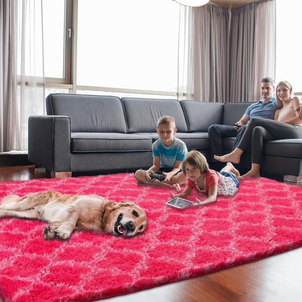 Plush Area Rug 4x6 Feet High Pile Rugs for Living Room, Ultra Soft Indoor Carpet for Bedroom, Kids Room, Playroom, Home Decor, Geometric, Light Grey/White - Image 25