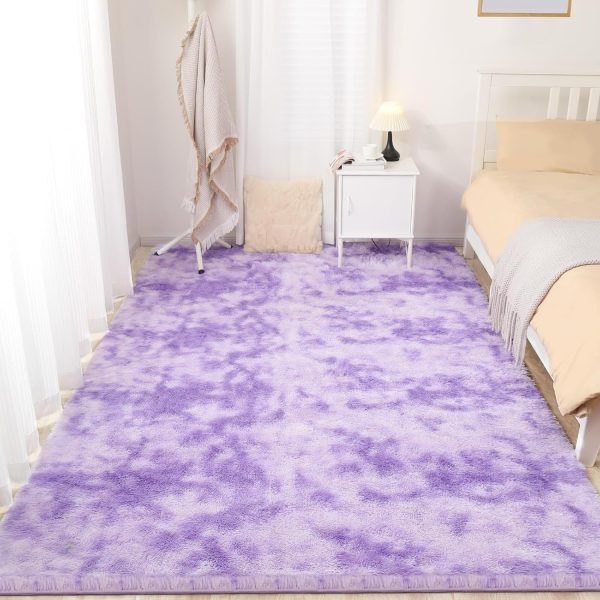 Fluffy Shag Area Rug, 4x6 Grey Rugs for Bedroom, Soft Plush Area Rugs for Living Room, Non-Slip Indoor Carpet for Nursery, Study Room, Dressing Room, Home Decor - Image 119