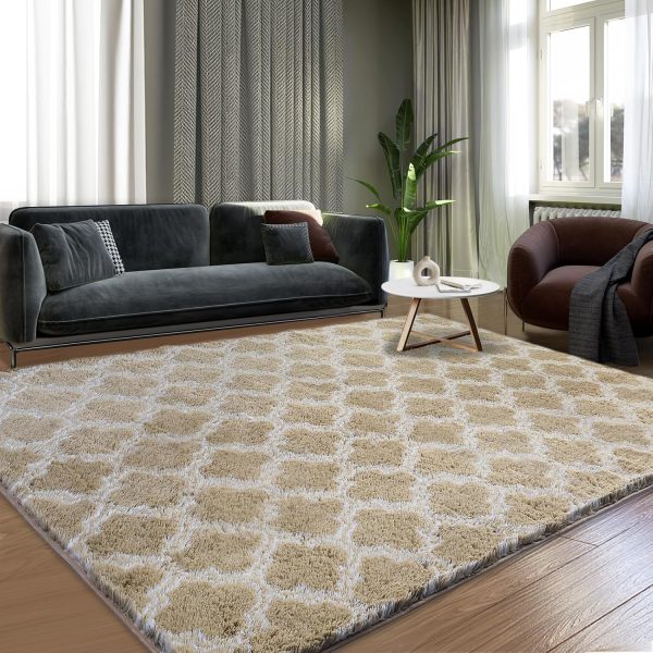 Plush Area Rug 4x6 Feet High Pile Rugs for Living Room, Ultra Soft Indoor Carpet for Bedroom, Kids Room, Playroom, Home Decor, Geometric, Light Grey/White - Image 37