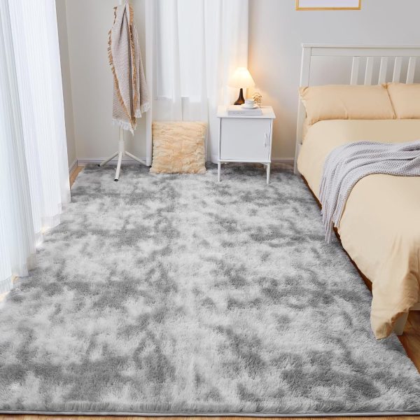 Fluffy Shag Area Rug, 4x6 Grey Rugs for Bedroom, Soft Plush Area Rugs for Living Room, Non-Slip Indoor Carpet for Nursery, Study Room, Dressing Room, Home Decor - Image 130