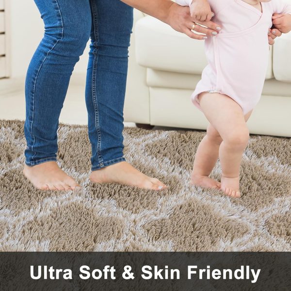Plush Area Rug 4x6 Feet High Pile Rugs for Living Room, Ultra Soft Indoor Carpet for Bedroom, Kids Room, Playroom, Home Decor, Geometric, Light Grey/White - Image 39