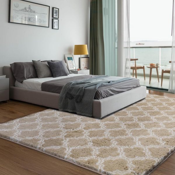 Plush Area Rug 4x6 Feet High Pile Rugs for Living Room, Ultra Soft Indoor Carpet for Bedroom, Kids Room, Playroom, Home Decor, Geometric, Light Grey/White - Image 45