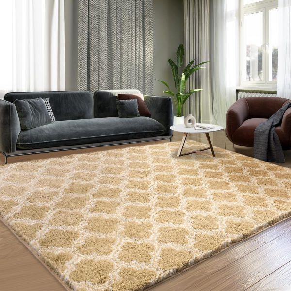 Plush Area Rug 4x6 Feet High Pile Rugs for Living Room, Ultra Soft Indoor Carpet for Bedroom, Kids Room, Playroom, Home Decor, Geometric, Light Grey/White - Image 50