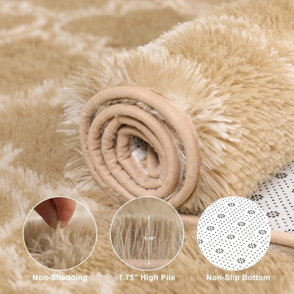 Plush Area Rug 4x6 Feet High Pile Rugs for Living Room, Ultra Soft Indoor Carpet for Bedroom, Kids Room, Playroom, Home Decor, Geometric, Light Grey/White - Image 51
