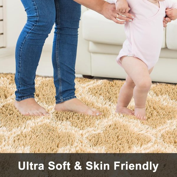 Plush Area Rug 4x6 Feet High Pile Rugs for Living Room, Ultra Soft Indoor Carpet for Bedroom, Kids Room, Playroom, Home Decor, Geometric, Light Grey/White - Image 52