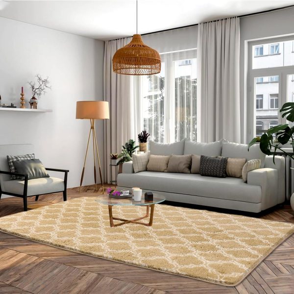 Plush Area Rug 4x6 Feet High Pile Rugs for Living Room, Ultra Soft Indoor Carpet for Bedroom, Kids Room, Playroom, Home Decor, Geometric, Light Grey/White - Image 56