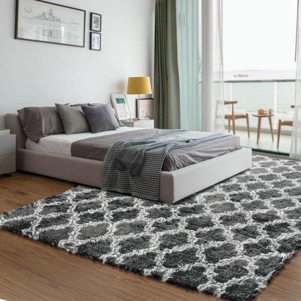 Plush Area Rug 4x6 Feet High Pile Rugs for Living Room, Ultra Soft Indoor Carpet for Bedroom, Kids Room, Playroom, Home Decor, Geometric, Light Grey/White - Image 65
