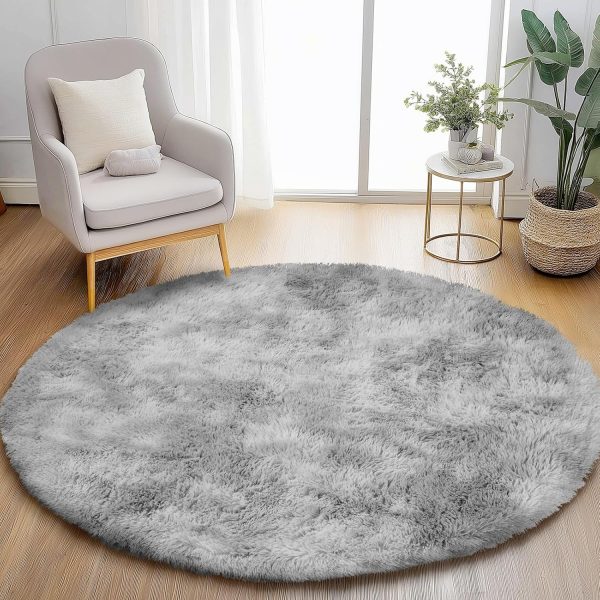 White Round Rug for Bedroom, 4x4 Fluffy Circle Area Rugs for Kids Room, Soft Shaggy Circular Carpet for Nursery Living Room, Non-Slip Home Decor Rug for Teen's Room - Image 19