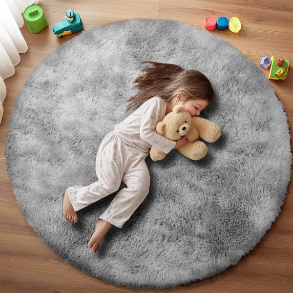 White Round Rug for Bedroom, 4x4 Fluffy Circle Area Rugs for Kids Room, Soft Shaggy Circular Carpet for Nursery Living Room, Non-Slip Home Decor Rug for Teen's Room - Image 20