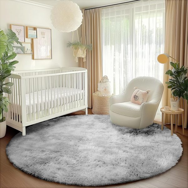 White Round Rug for Bedroom, 4x4 Fluffy Circle Area Rugs for Kids Room, Soft Shaggy Circular Carpet for Nursery Living Room, Non-Slip Home Decor Rug for Teen's Room - Image 21