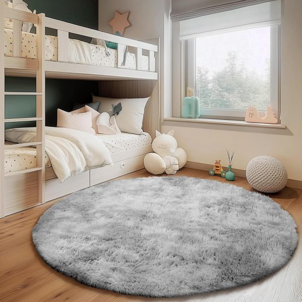 White Round Rug for Bedroom, 4x4 Fluffy Circle Area Rugs for Kids Room, Soft Shaggy Circular Carpet for Nursery Living Room, Non-Slip Home Decor Rug for Teen's Room - Image 22