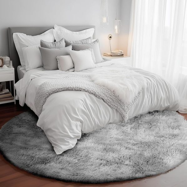 White Round Rug for Bedroom, 4x4 Fluffy Circle Area Rugs for Kids Room, Soft Shaggy Circular Carpet for Nursery Living Room, Non-Slip Home Decor Rug for Teen's Room - Image 23