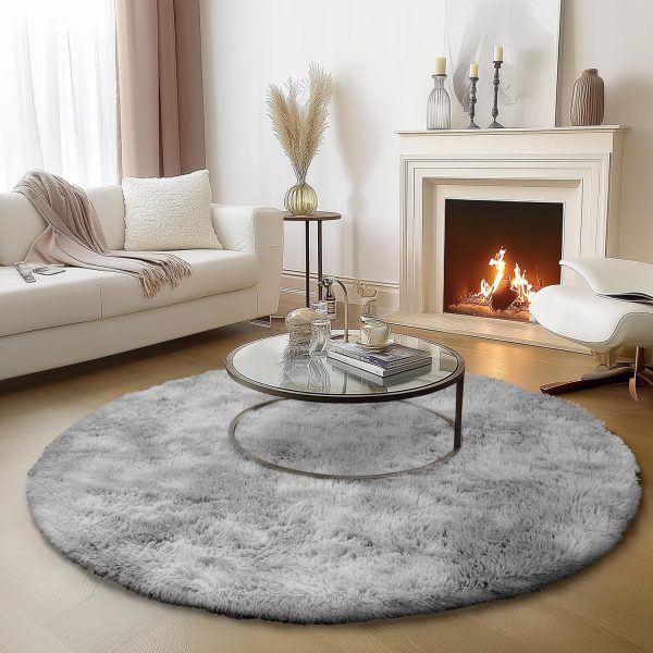 White Round Rug for Bedroom, 4x4 Fluffy Circle Area Rugs for Kids Room, Soft Shaggy Circular Carpet for Nursery Living Room, Non-Slip Home Decor Rug for Teen's Room - Image 27