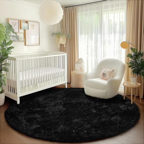 White Round Rug for Bedroom, 4x4 Fluffy Circle Area Rugs for Kids Room, Soft Shaggy Circular Carpet for Nursery Living Room, Non-Slip Home Decor Rug for Teen's Room - Image 29