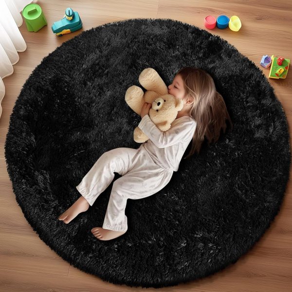 White Round Rug for Bedroom, 4x4 Fluffy Circle Area Rugs for Kids Room, Soft Shaggy Circular Carpet for Nursery Living Room, Non-Slip Home Decor Rug for Teen's Room - Image 31