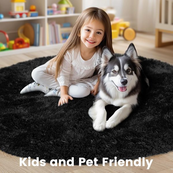 White Round Rug for Bedroom, 4x4 Fluffy Circle Area Rugs for Kids Room, Soft Shaggy Circular Carpet for Nursery Living Room, Non-Slip Home Decor Rug for Teen's Room - Image 32