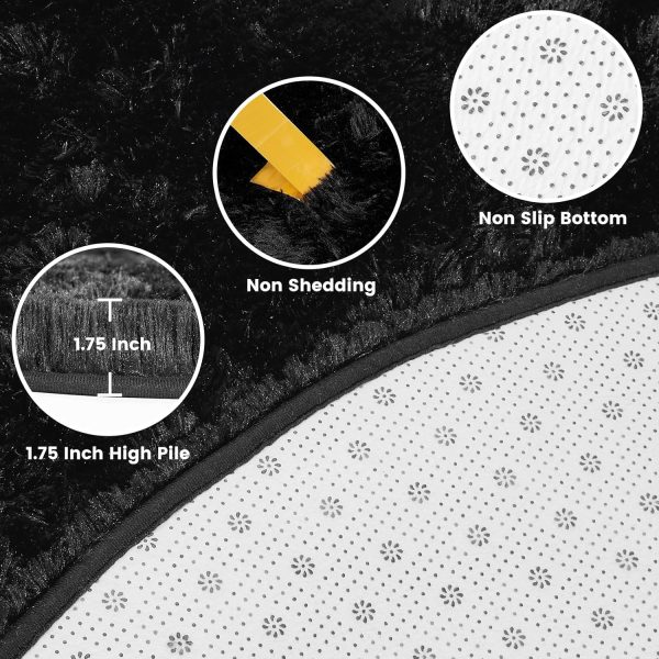 White Round Rug for Bedroom, 4x4 Fluffy Circle Area Rugs for Kids Room, Soft Shaggy Circular Carpet for Nursery Living Room, Non-Slip Home Decor Rug for Teen's Room - Image 33