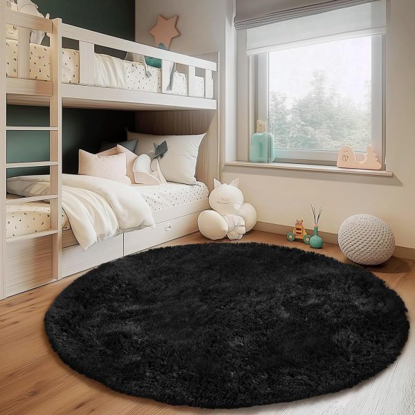 White Round Rug for Bedroom, 4x4 Fluffy Circle Area Rugs for Kids Room, Soft Shaggy Circular Carpet for Nursery Living Room, Non-Slip Home Decor Rug for Teen's Room - Image 34