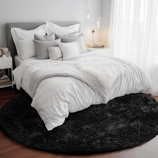 White Round Rug for Bedroom, 4x4 Fluffy Circle Area Rugs for Kids Room, Soft Shaggy Circular Carpet for Nursery Living Room, Non-Slip Home Decor Rug for Teen's Room - Image 35