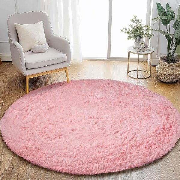 White Round Rug for Bedroom, 4x4 Fluffy Circle Area Rugs for Kids Room, Soft Shaggy Circular Carpet for Nursery Living Room, Non-Slip Home Decor Rug for Teen's Room - Image 38