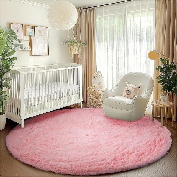 White Round Rug for Bedroom, 4x4 Fluffy Circle Area Rugs for Kids Room, Soft Shaggy Circular Carpet for Nursery Living Room, Non-Slip Home Decor Rug for Teen's Room - Image 39