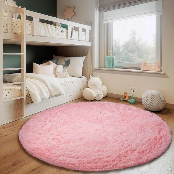 White Round Rug for Bedroom, 4x4 Fluffy Circle Area Rugs for Kids Room, Soft Shaggy Circular Carpet for Nursery Living Room, Non-Slip Home Decor Rug for Teen's Room - Image 40