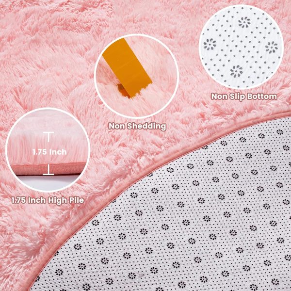 White Round Rug for Bedroom, 4x4 Fluffy Circle Area Rugs for Kids Room, Soft Shaggy Circular Carpet for Nursery Living Room, Non-Slip Home Decor Rug for Teen's Room - Image 41