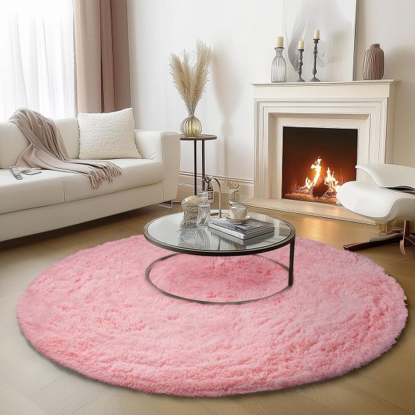 White Round Rug for Bedroom, 4x4 Fluffy Circle Area Rugs for Kids Room, Soft Shaggy Circular Carpet for Nursery Living Room, Non-Slip Home Decor Rug for Teen's Room - Image 45