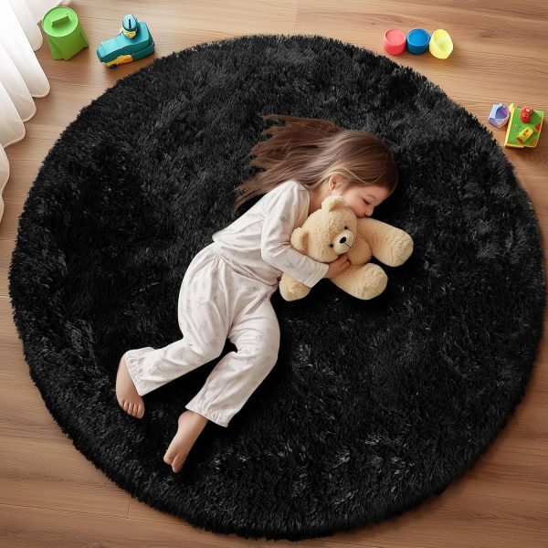 White Round Rug for Bedroom, 4x4 Fluffy Circle Area Rugs for Kids Room, Soft Shaggy Circular Carpet for Nursery Living Room, Non-Slip Home Decor Rug for Teen's Room - Image 46